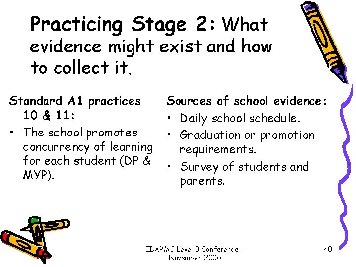 Practicing Stage 2: What evidence might exist and how to collect it. Standard A