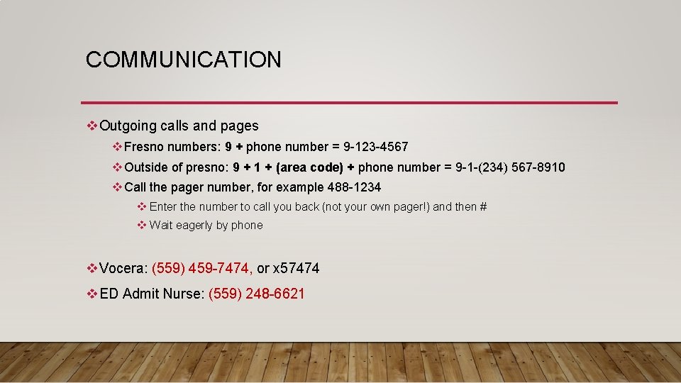 COMMUNICATION v. Outgoing calls and pages v Fresno numbers: 9 + phone number =