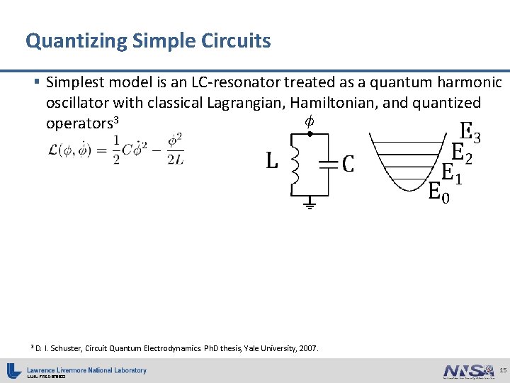 Quantizing Simple Circuits § Simplest model is an LC-resonator treated as a quantum harmonic