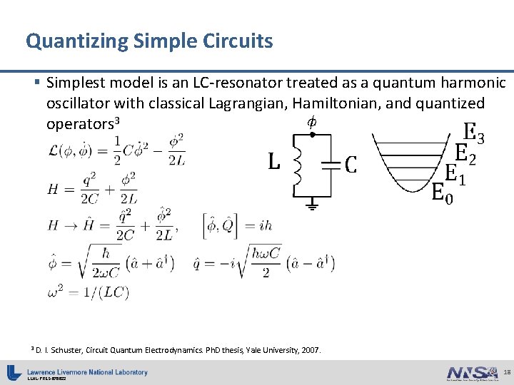 Quantizing Simple Circuits § Simplest model is an LC-resonator treated as a quantum harmonic