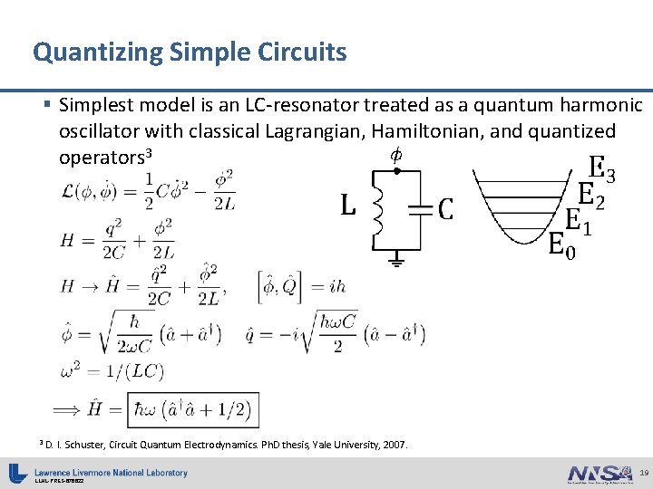 Quantizing Simple Circuits § Simplest model is an LC-resonator treated as a quantum harmonic