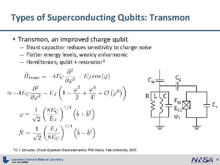 Types of Superconducting Qubits: Transmon § Transmon, an improved charge qubit — Shunt capacitor