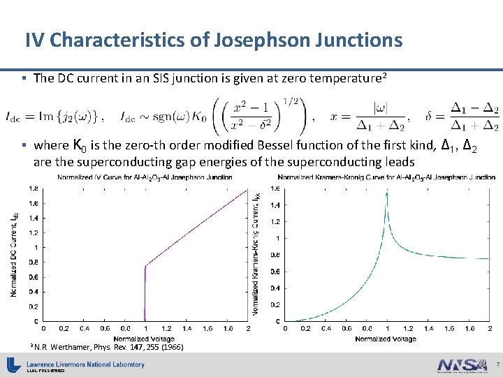 IV Characteristics of Josephson Junctions § The DC current in an SIS junction is