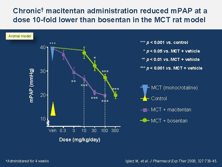 Chronic† macitentan administration reduced m. PAP at a dose 10 -fold lower than bosentan