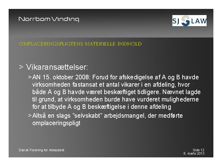 OMPLACERINGSPLIGTENS MATERIELLE INDHOLD > Vikaransættelser: > AN 15. oktober 2008: Forud for afskedigelse af