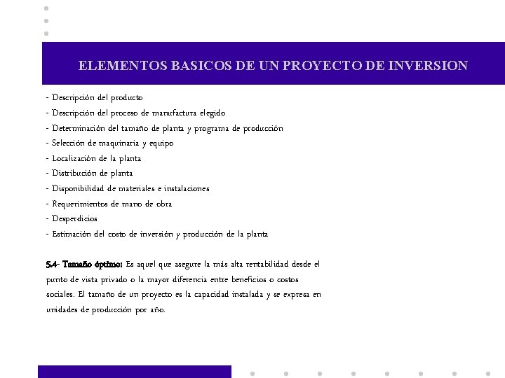 ELEMENTOS BASICOS DE UN PROYECTO DE INVERSION - Descripción del producto - Descripción del