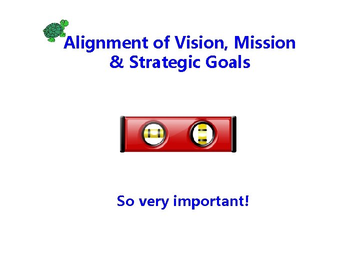 Alignment of Vision, Mission & Strategic Goals So very important! 