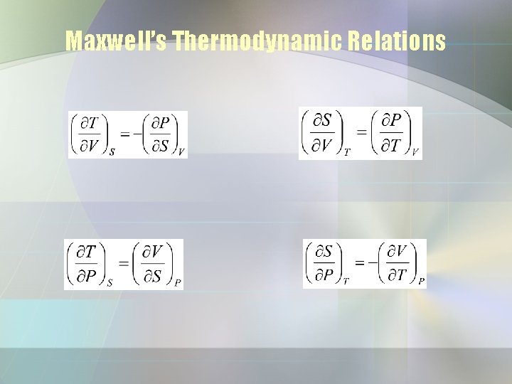 Maxwell’s Thermodynamic Relations 