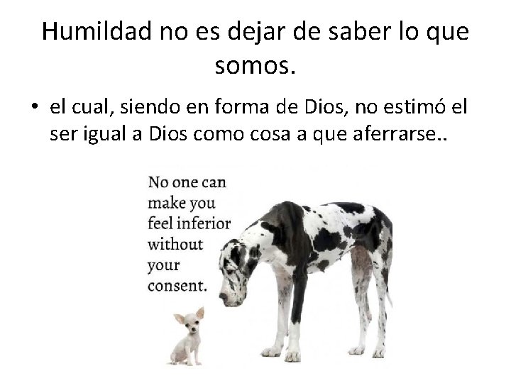 Humildad no es dejar de saber lo que somos. • el cual, siendo en