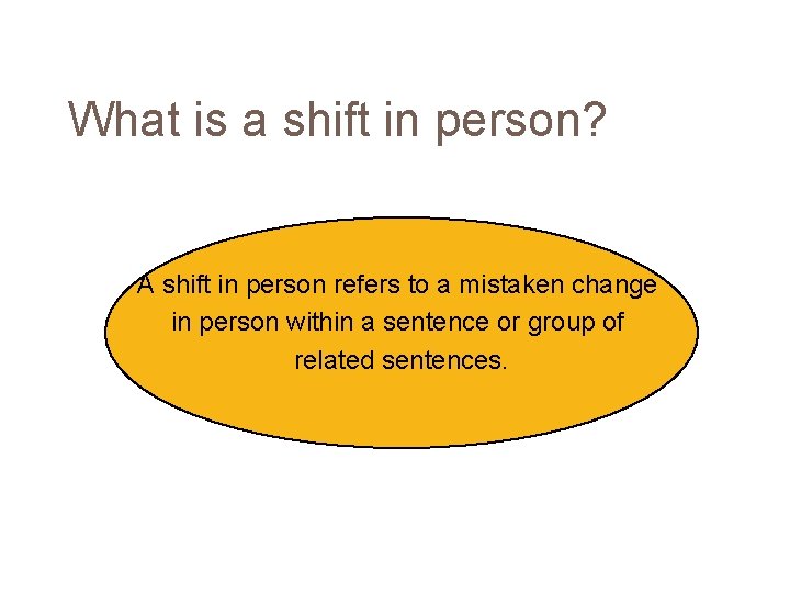 What is a shift in person? A shift in person refers to a mistaken