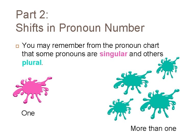 Part 2: Shifts in Pronoun Number You may remember from the pronoun chart that