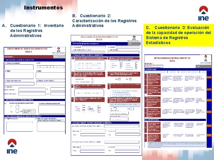 Instrumentos A. Cuestionario 1: Inventario de los Registros Administrativos B. Cuestionario 2: Caracterización de