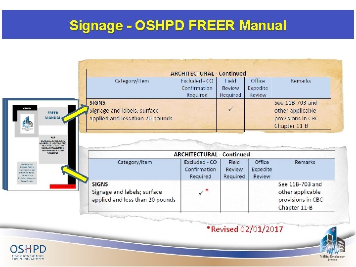 Signage - OSHPD FREER Manual * *Revised 02/01/2017 