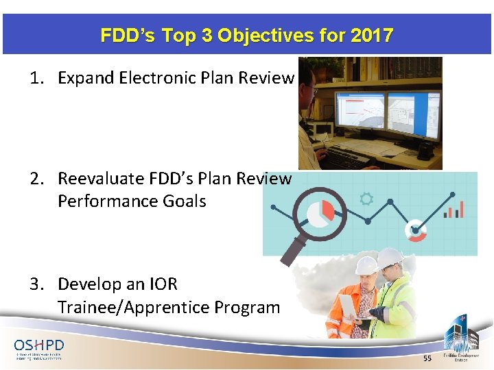 FDD’s Top 3 Objectives for 2017 1. Expand Electronic Plan Review 2. Reevaluate FDD’s