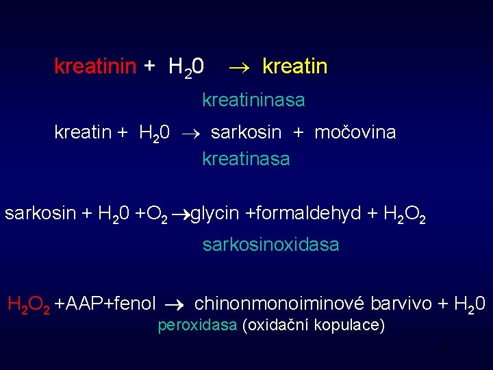kreatinin + H 20 kreatininasa kreatin + H 20 sarkosin + močovina kreatinasa sarkosin