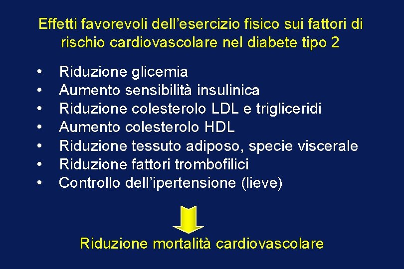 Effetti favorevoli dell’esercizio fisico sui fattori di rischio cardiovascolare nel diabete tipo 2 •