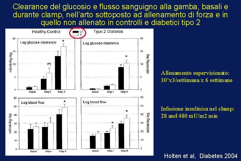 Clearance del glucosio e flusso sanguigno alla gamba, basali e durante clamp, nell’arto sottoposto