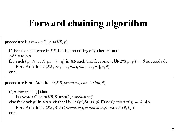 Forward chaining algorithm 18 