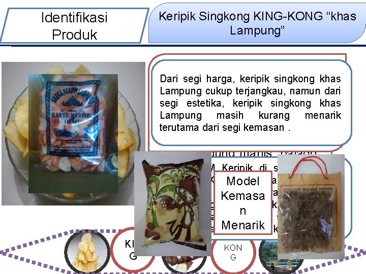 Keripik Singkong KING-KONG “khas Lampung” Identifikasi Produk Perhatikan masalah Brand Rata-rata harga standar keripik