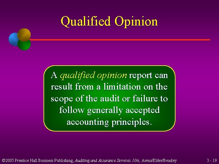 Qualified Opinion A qualified opinion report can result from a limitation on the scope