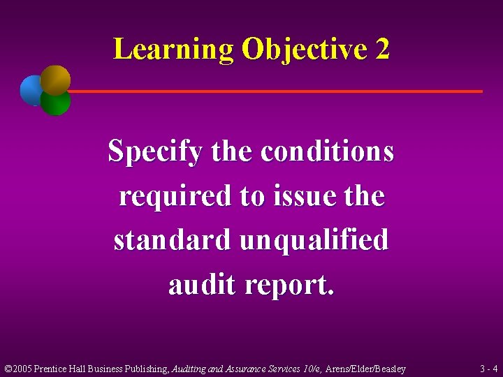 Learning Objective 2 Specify the conditions required to issue the standard unqualified audit report.
