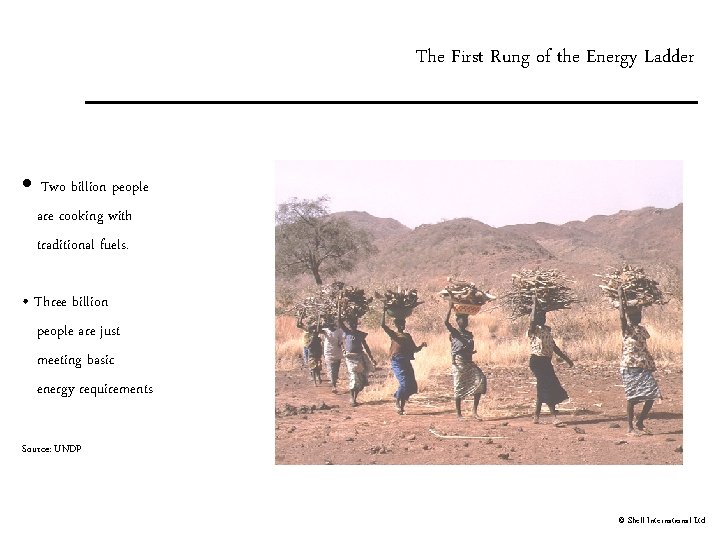 The First Rung of the Energy Ladder • Two billion people are cooking with