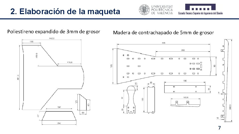 2. Elaboración de la maqueta Poliestireno expandido de 3 mm de grosor Madera de