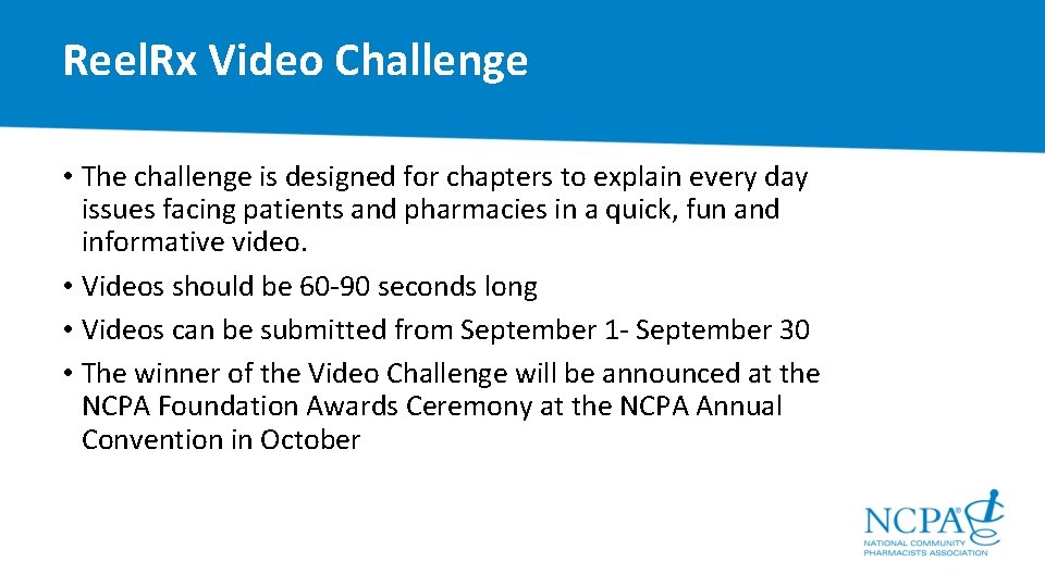 Reel. Rx Video Challenge • The challenge is designed for chapters to explain every