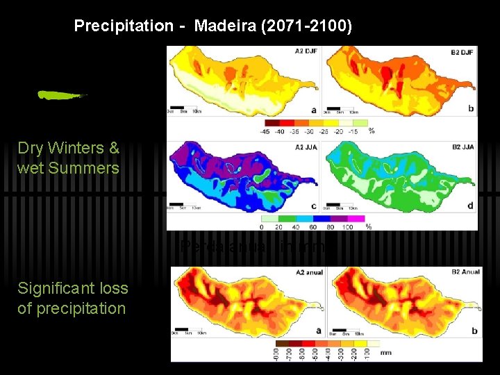 Precipitation - Madeira (2071 -2100) Dry Winters & wet Summers Perda anual (in mm)