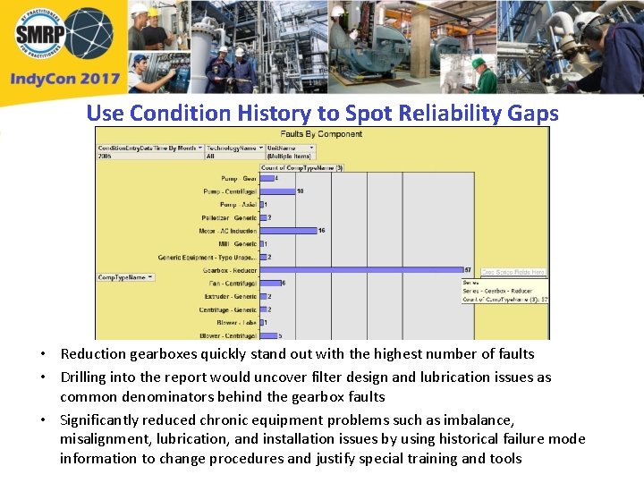Use Condition History to Spot Reliability Gaps • Reduction gearboxes quickly stand out with