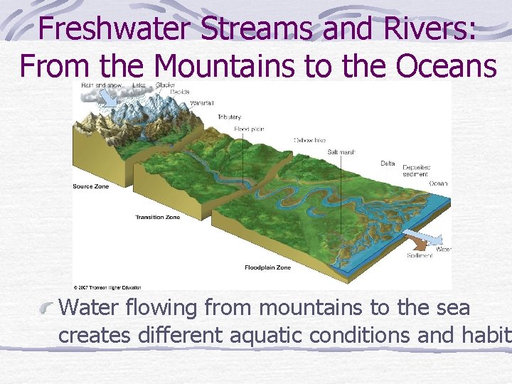 Freshwater Streams and Rivers: From the Mountains to the Oceans Water flowing from mountains