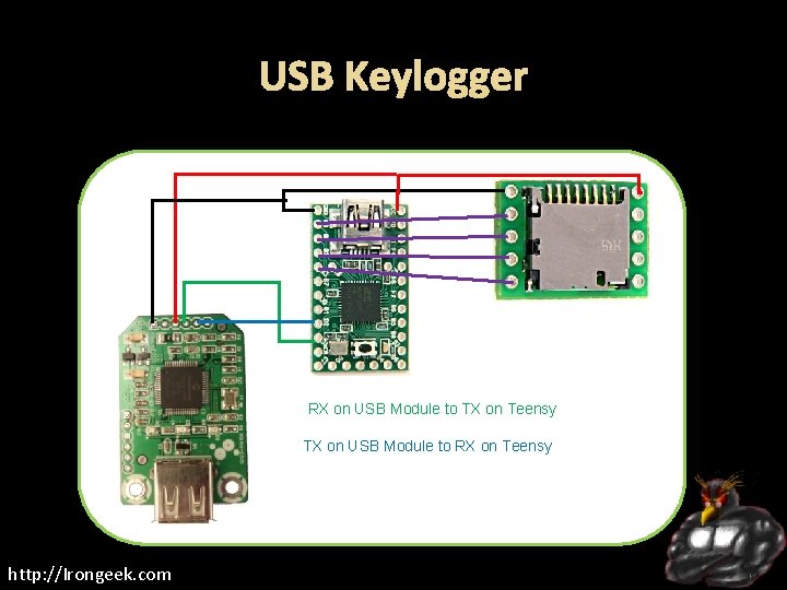 USB Keylogger RX on USB Module to TX on Teensy TX on USB Module