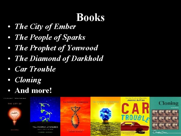  • • Books The City of Ember The People of Sparks The Prophet