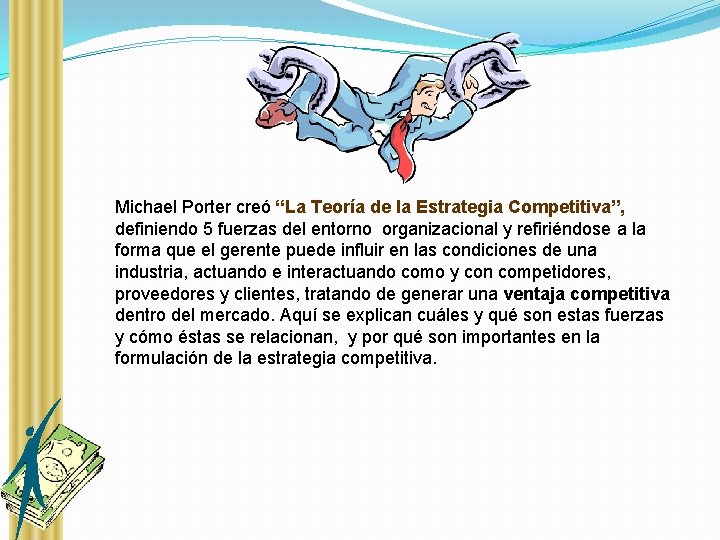 Michael Porter creó “La Teoría de la Estrategia Competitiva”, definiendo 5 fuerzas del entorno