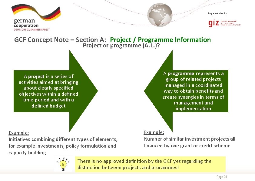 Implemented by GCF Concept Note – Section A: Project / Programme Information Project or