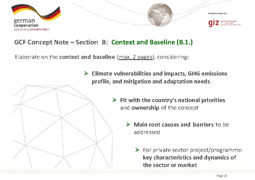 Implemented by GCF Concept Note – Section B: Context and Baseline (B. 1. )