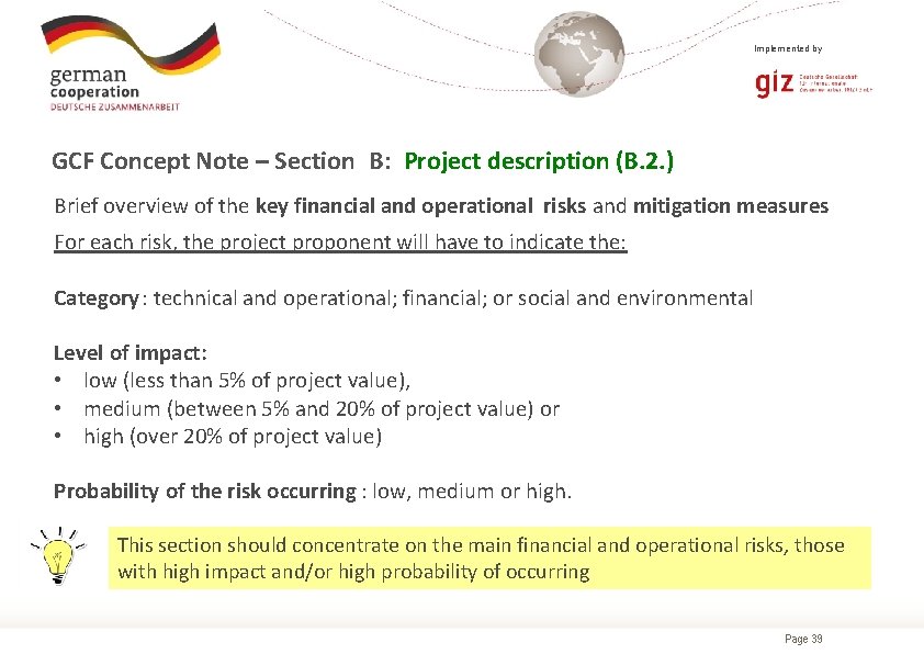 Implemented by GCF Concept Note – Section B: Project description (B. 2. ) Brief