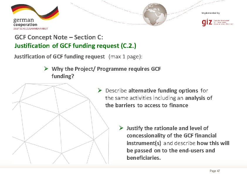 Implemented by GCF Concept Note – Section C: Justification of GCF funding request (C.
