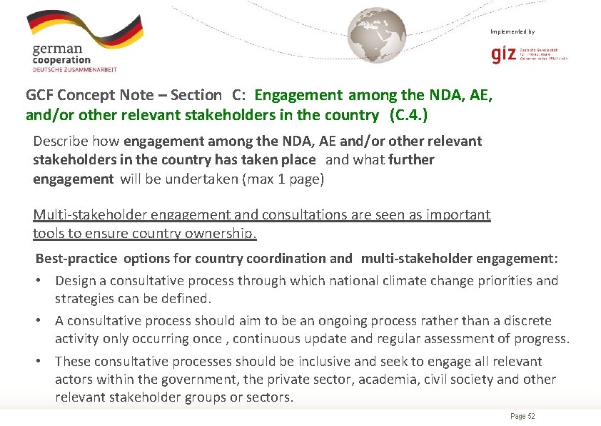 Implemented by GCF Concept Note – Section C: Engagement among the NDA, AE, and/or