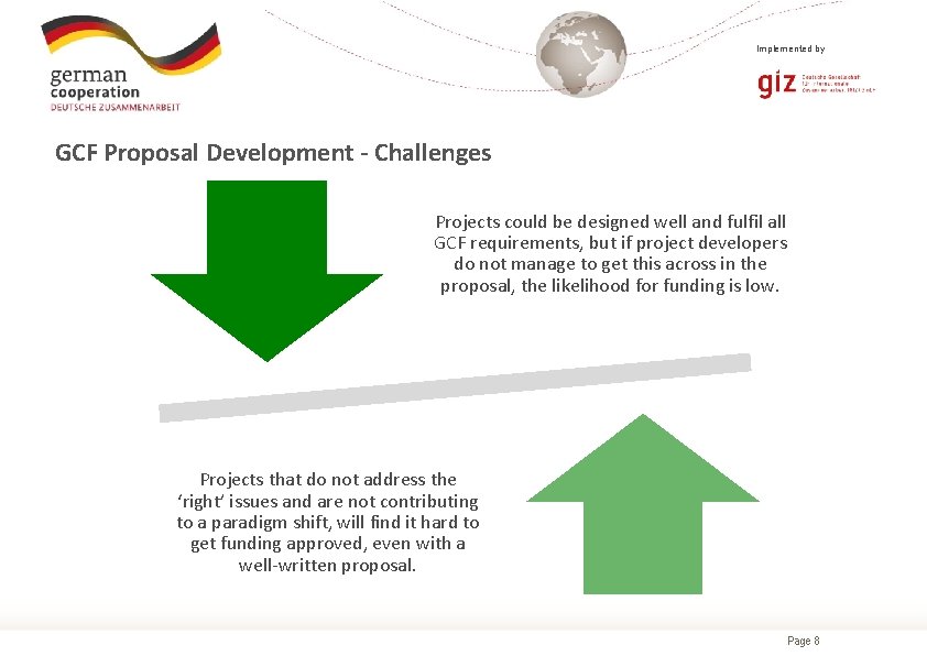 Implemented by GCF Proposal Development - Challenges Projects could be designed well and fulfil