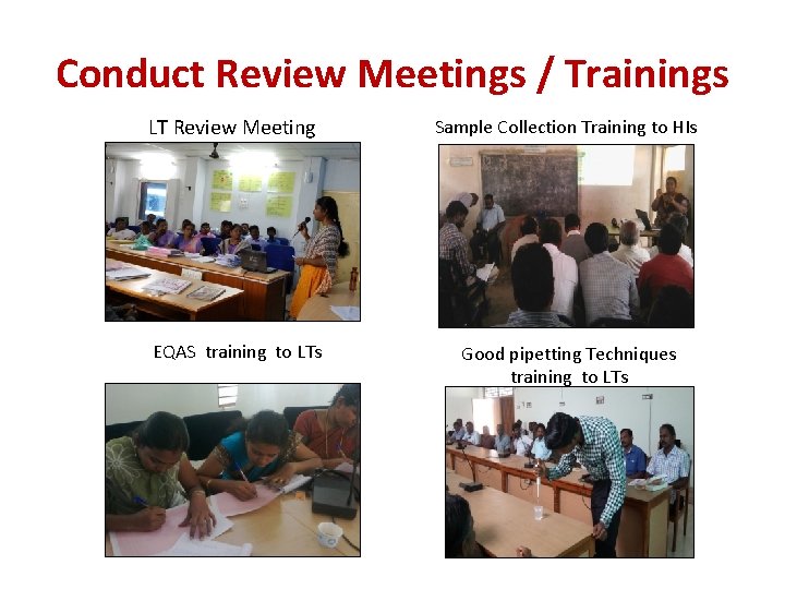 Conduct Review Meetings / Trainings LT Review Meeting Sample Collection Training to HIs EQAS