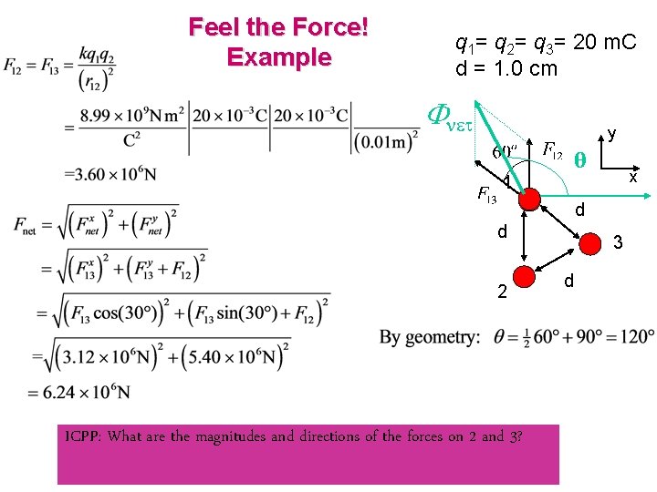 Feel the Force! Example q 1= q 2= q 3= 20 m. C d
