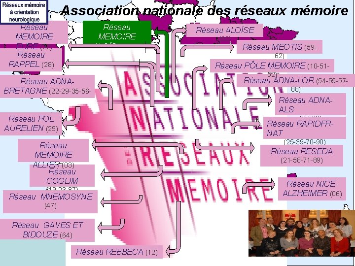 Association nationale des réseaux mémoire Réseau MEMOIRE EURE (27) Réseau RAPPEL (28) Réseau MEMOIRE