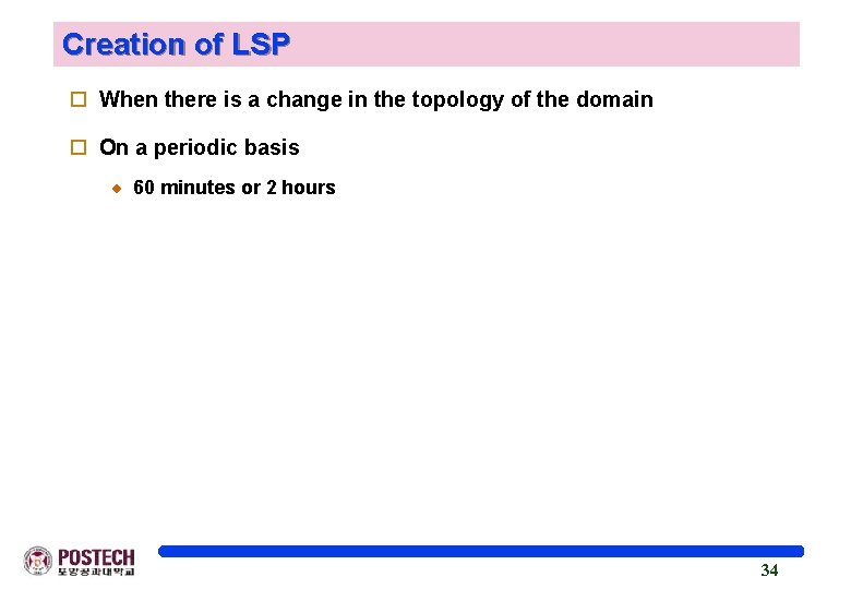 Creation of LSP o When there is a change in the topology of the
