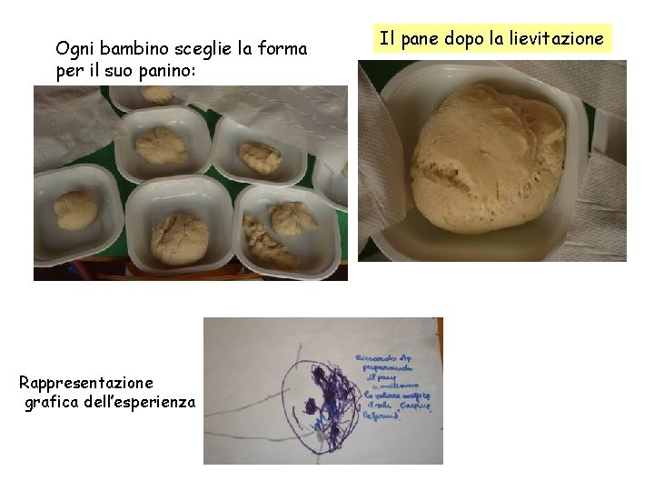 Ogni bambino sceglie la forma per il suo panino: Rappresentazione grafica dell’esperienza Il pane