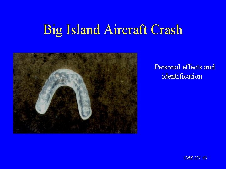 Big Island Aircraft Crash Personal effects and identification CHE 113 45 