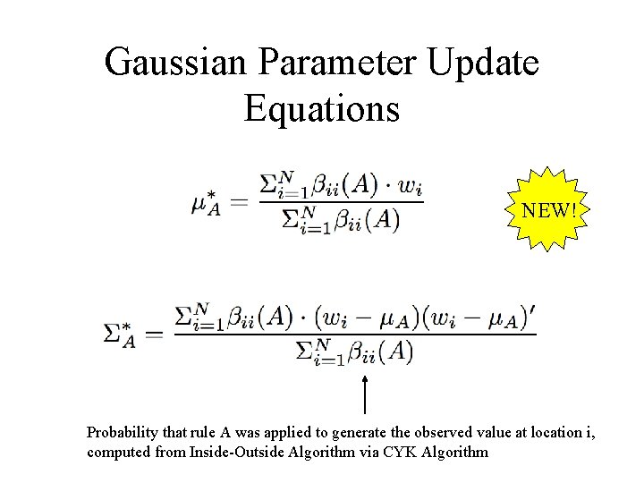 Gaussian Parameter Update Equations NEW! Probability that rule A was applied to generate the