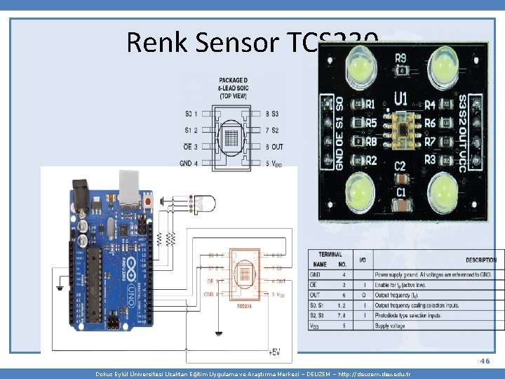 Renk Sensor TCS 230 46 Dokuz Eylül Üniversitesi Uzaktan Eğitim Uygulama ve Araştırma Merkezi