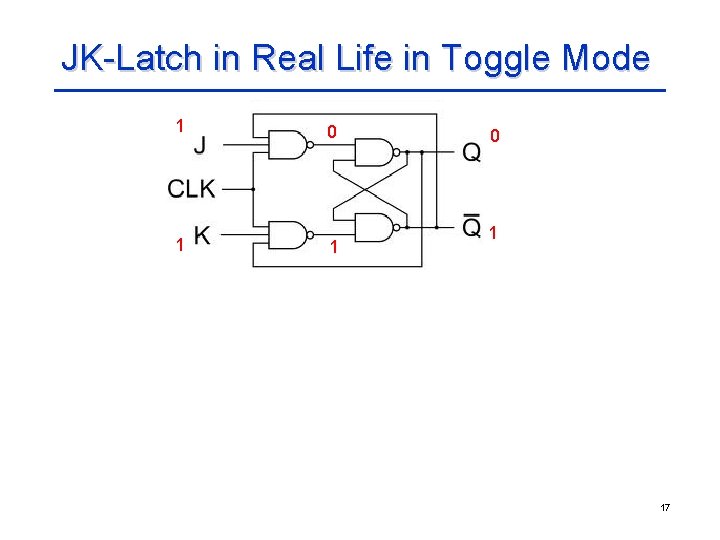 JK-Latch in Real Life in Toggle Mode 1 1 1 0 1 17 