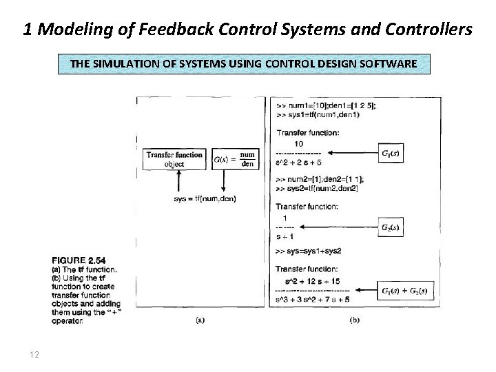 1 Modeling of Feedback Control Systems and Controllers THE SIMULATION OF SYSTEMS USING CONTROL 1 Modeling of Feedback Control Systems and Controllers THE SIMULATION OF SYSTEMS USING CONTROL